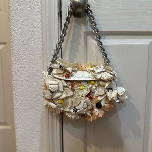 Tory Burch Mini Fleming Soft Crescent floral-embellished shoulder bag